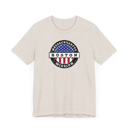 Massachusetts Boston Mission Vintage Circular USA Flag T-Shirt - Latter-Day Saint LDS Missionary Gift - Book of Mormon