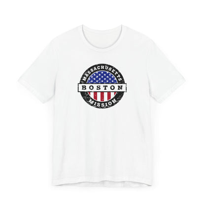 Massachusetts Boston Mission Vintage Circular USA Flag T-Shirt - Latter-Day Saint LDS Missionary Gift - Book of Mormon