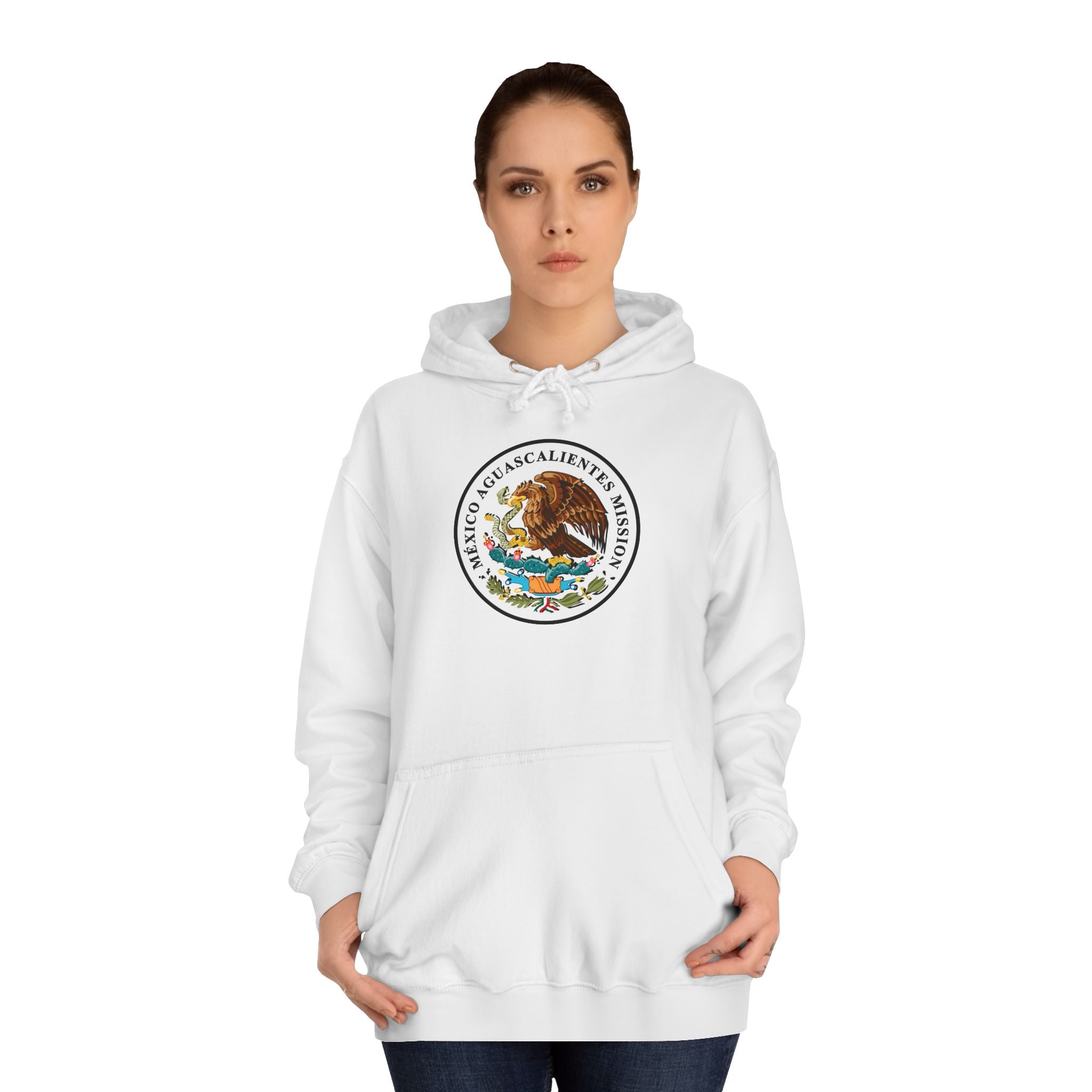 Mexico Aguascalientes Mission Flag Logo (White Border) College Hoodie - Latter-Day Saint LDS Missionary Gift - Book of Mormon