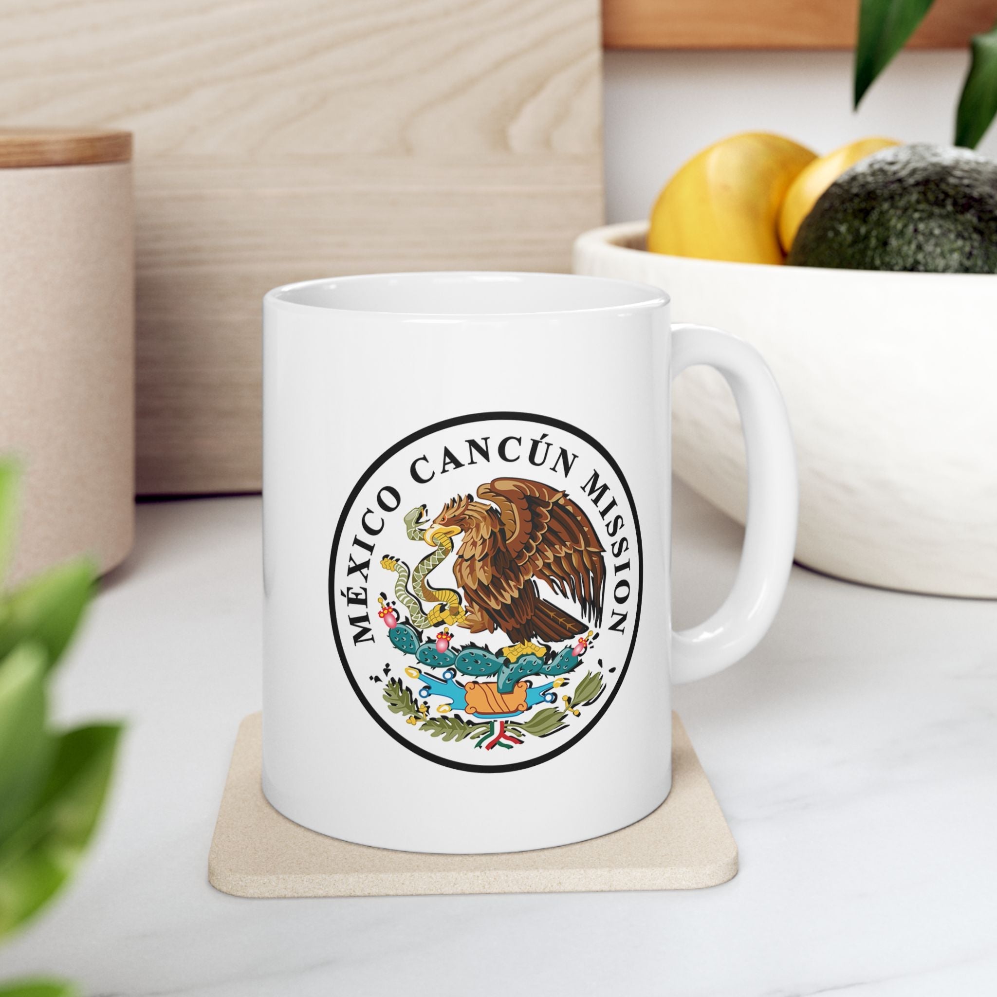 Mexico Cancun Mission Circular Flag White Ceramic Mug - Latter-Day Saint LDS Missionary Gift - Book of Mormon