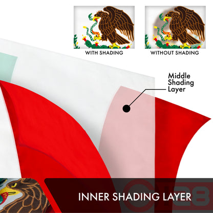 Mexico (Mexican) Flag 210D Embroidered Polyester 3x5 Ft - Double Sided 2ply
