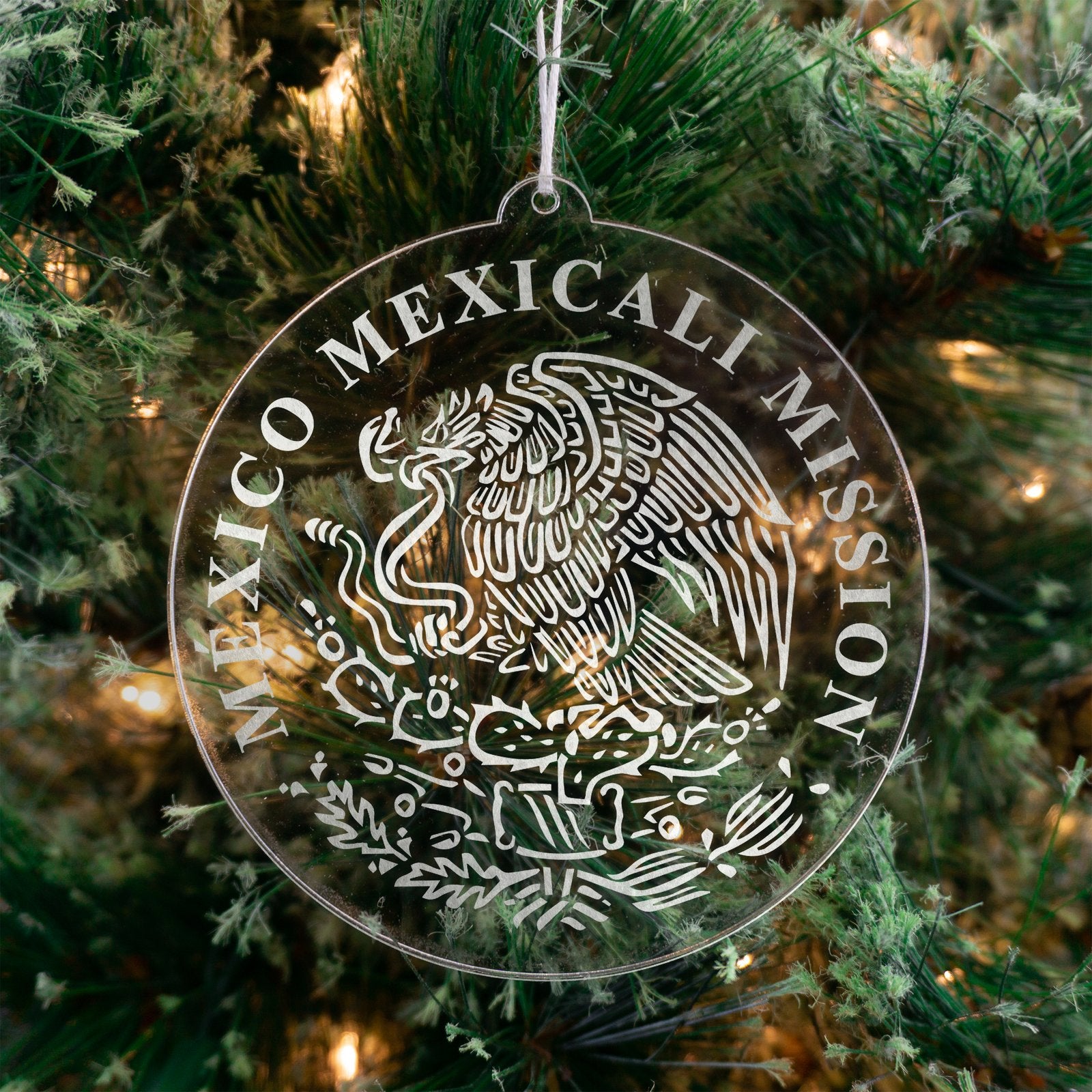 LDS Mexico Mexicali Mission Christmas Ornament hanging on a Tree
