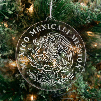LDS Mexico Mexicali Mission Christmas Ornament hanging on a Tree