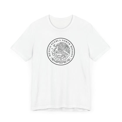 Mexico Puebla North Mission Circular Monochrome Logo T-Shirt - Latter-Day Saint LDS Missionary Gift - Book of Mormon