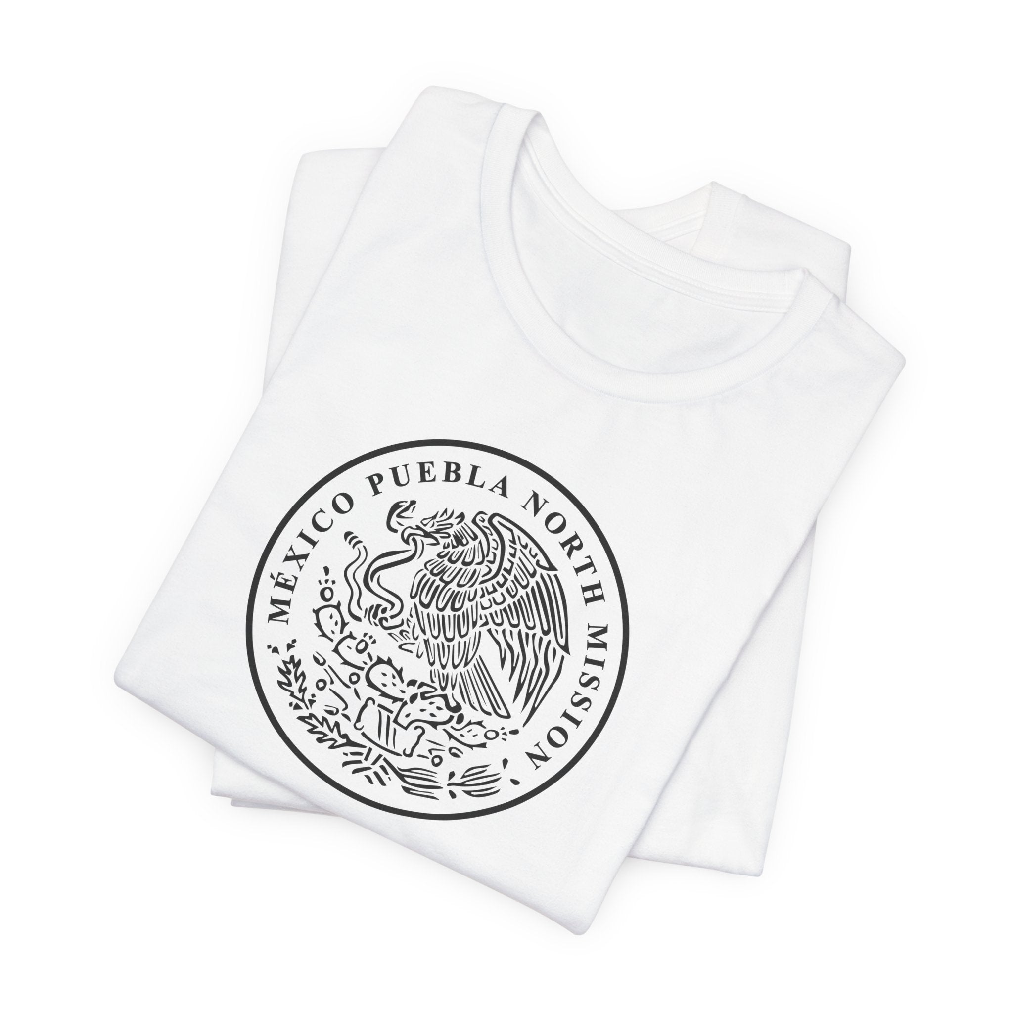 Mexico Puebla North Mission Circular Monochrome Logo T-Shirt - Latter-Day Saint LDS Missionary Gift - Book of Mormon