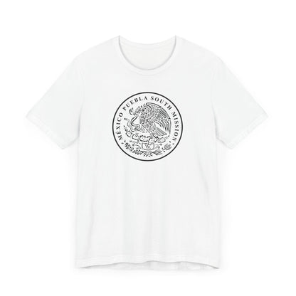 Mexico Puebla South Mission Circular Monochrome Logo T-Shirt - Latter-Day Saint LDS Missionary Gift - Book of Mormon