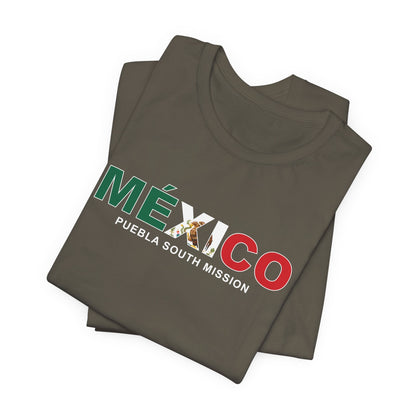 Mexico Puebla South Mission Flag Title T-shirt - Latter-Day Saint LDS Missionary Gift - Book of Mormon