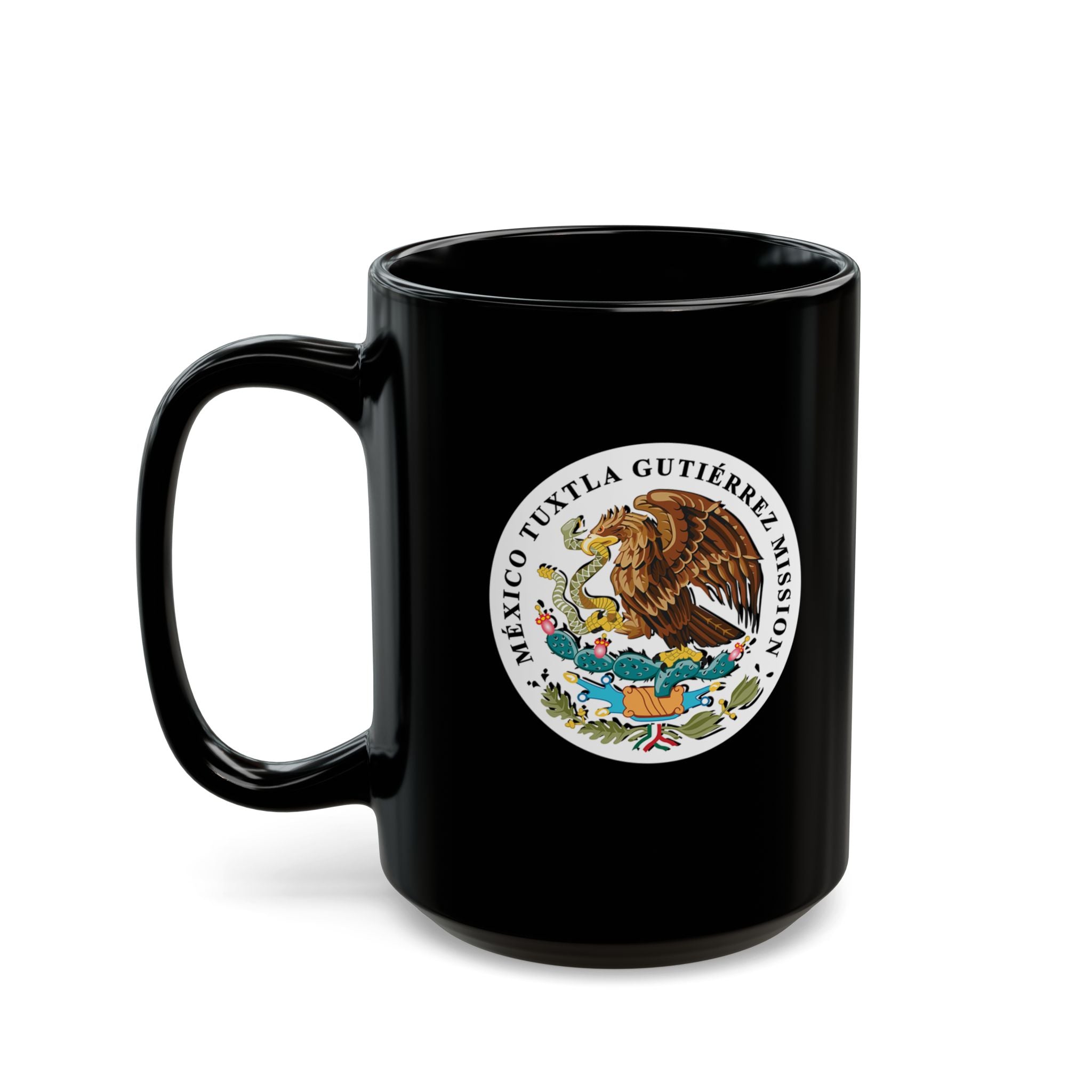 Mexico Tuxtla Gutierrez Mission Circular Flag Black Ceramic Mug - Latter-Day Saint LDS Missionary Gift - Book of Mormon