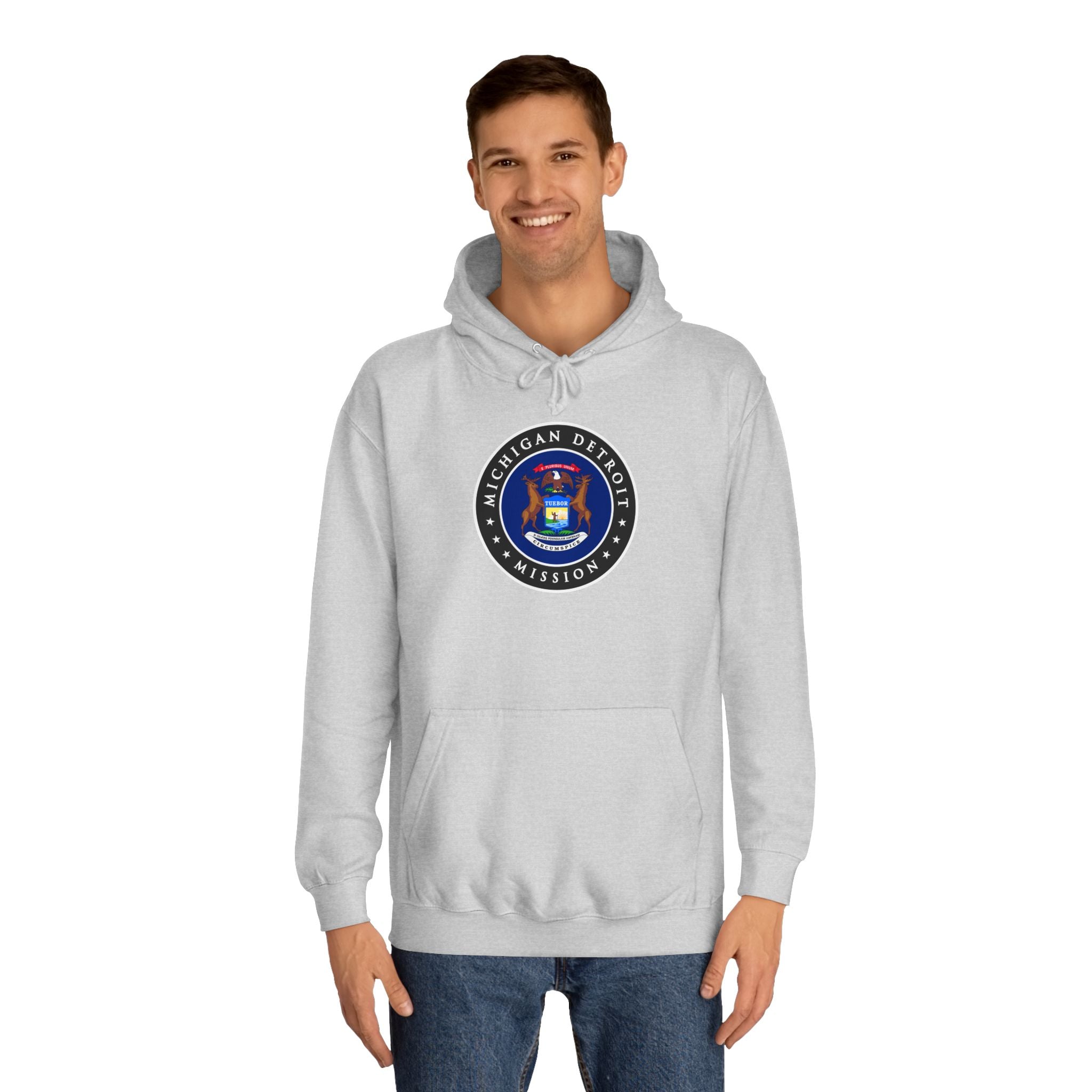 Michigan Detroit Mission State Flag Logo (Black Border) College Hoodie