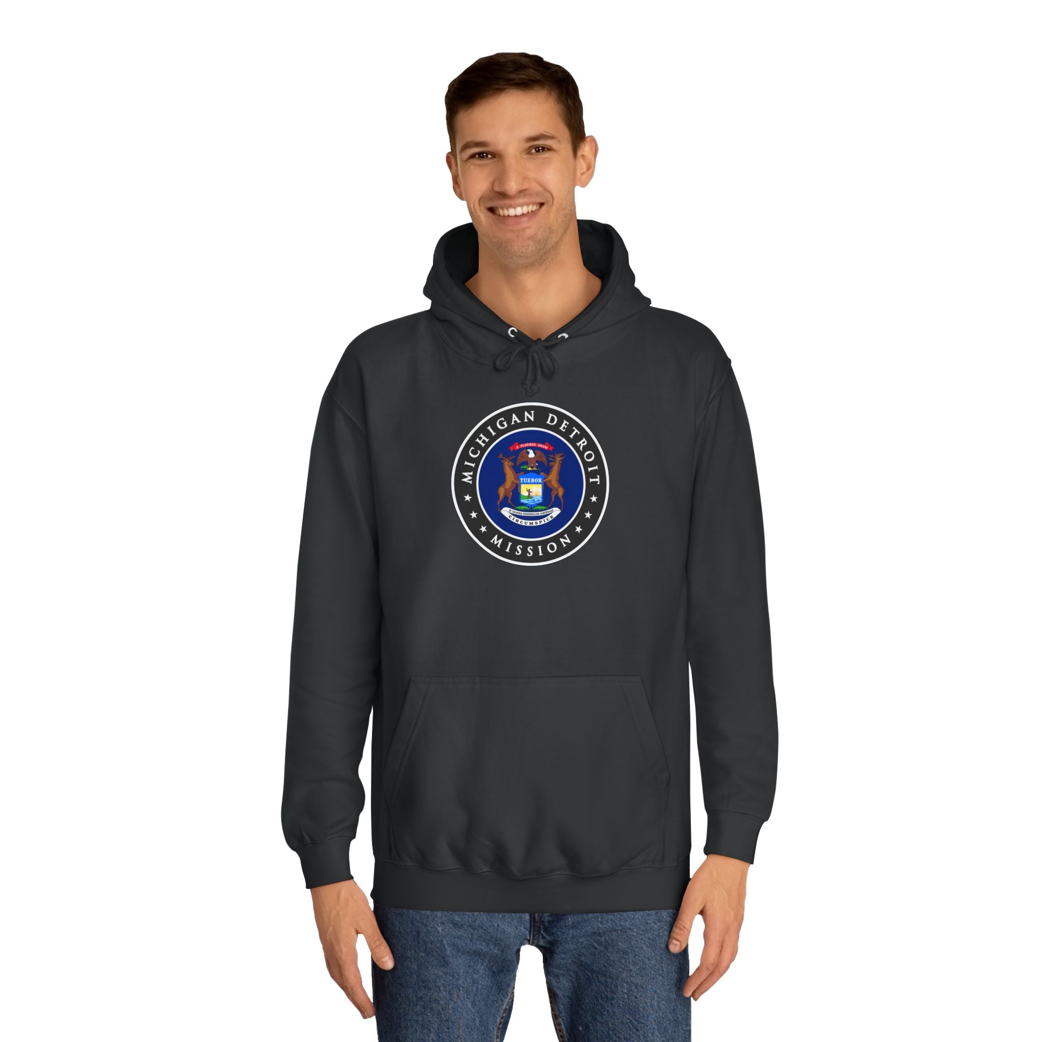 Michigan Detroit Mission State Flag Logo (Black Border) College Hoodie