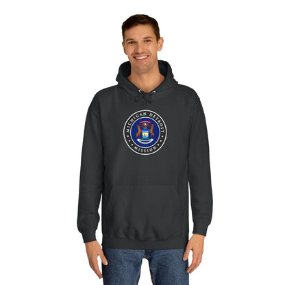 Michigan Detroit Mission State Flag Logo (Black Border) College Hoodie