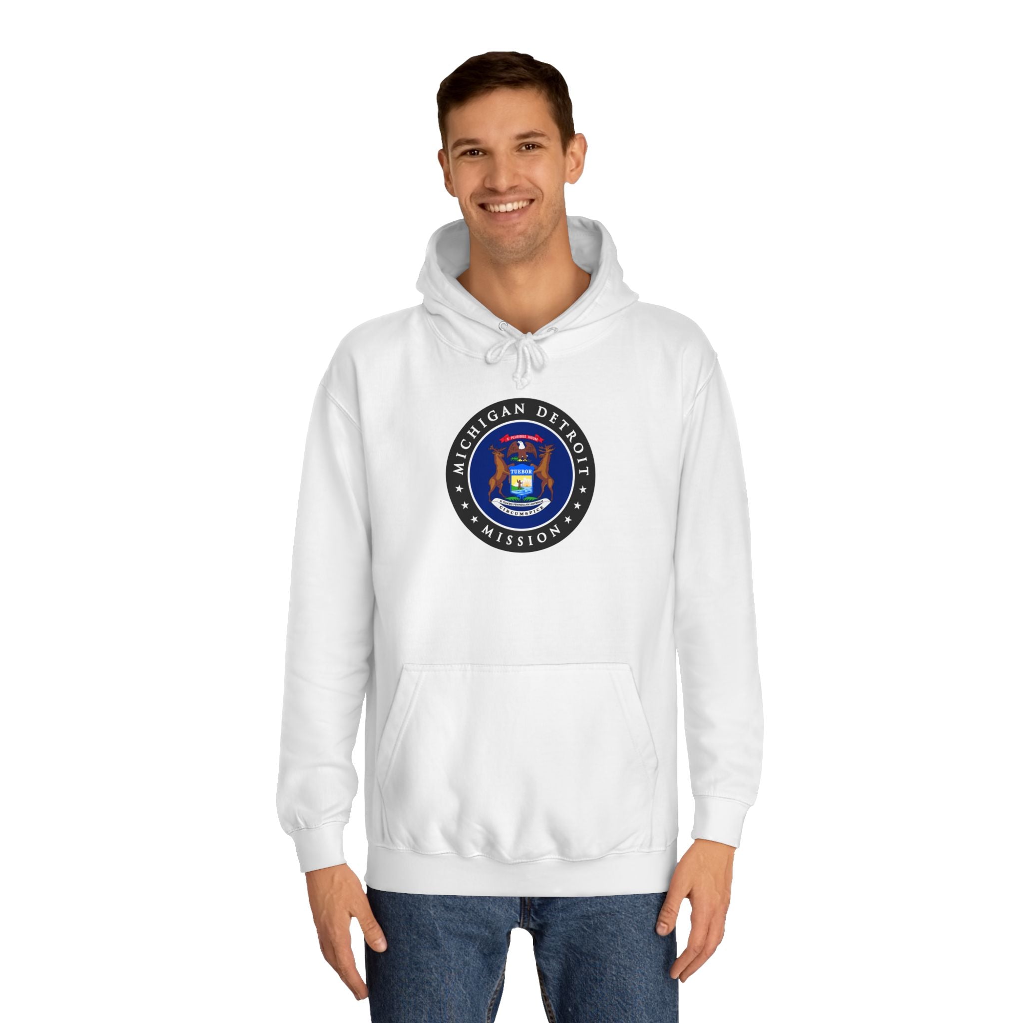 Michigan Detroit Mission State Flag Logo (Black Border) College Hoodie