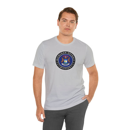 Michigan Detroit Mission State Flag Logo (Black Border) T-shirt - Latter-Day Saint LDS Missionary Gift - Book of Mormon