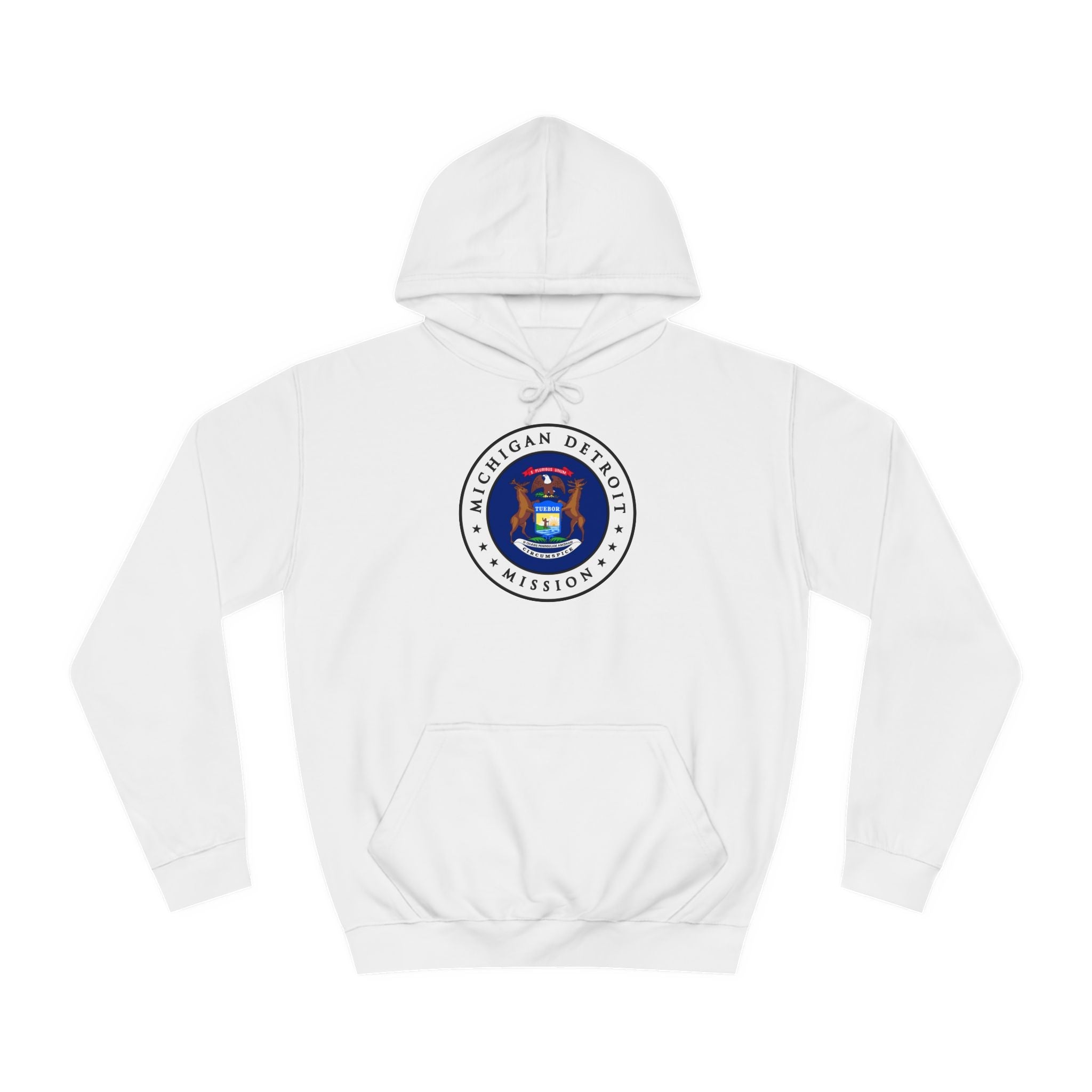 Michigan Detroit Mission State Flag Logo (White Border) College Hoodie