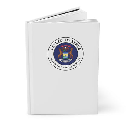 Michigan Lansing Mission Circle Flag Called to Serve White Hardcover Journal Matte - Latter-Day Saint LDS Missionary Gift - Book of Mormon