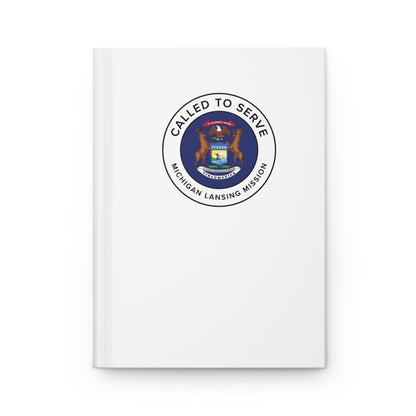 Michigan Lansing Mission Circle Flag Called to Serve White Hardcover Journal Matte - Latter-Day Saint LDS Missionary Gift - Book of Mormon