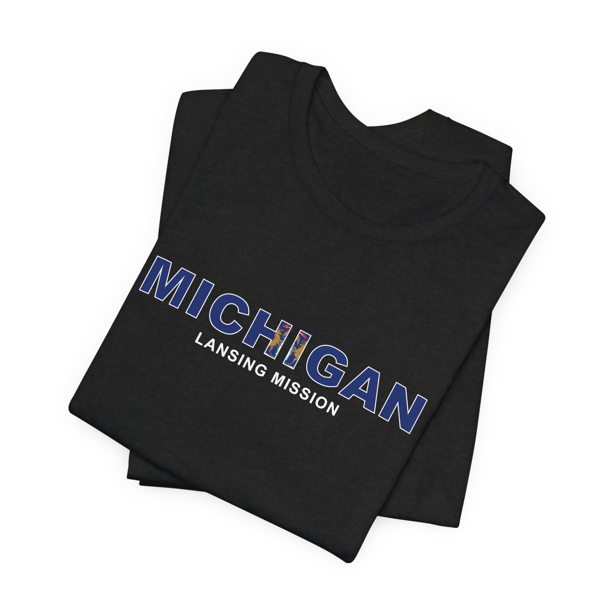 Michigan Lansing Mission Flag Title T-shirt - Latter-Day Saint LDS Missionary Gift - Book of Mormon