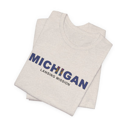 Michigan Lansing Mission Flag Title T-shirt - Latter-Day Saint LDS Missionary Gift - Book of Mormon