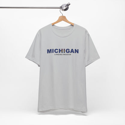 Michigan Lansing Mission Flag Title T-shirt - Latter-Day Saint LDS Missionary Gift - Book of Mormon