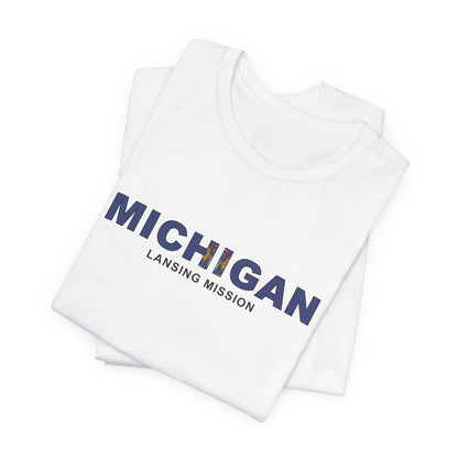 Michigan Lansing Mission Flag Title T-shirt - Latter-Day Saint LDS Missionary Gift - Book of Mormon