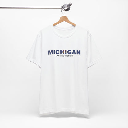 Michigan Lansing Mission Flag Title T-shirt - Latter-Day Saint LDS Missionary Gift - Book of Mormon