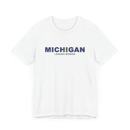 Michigan Lansing Mission Flag Title T-shirt - Latter-Day Saint LDS Missionary Gift - Book of Mormon