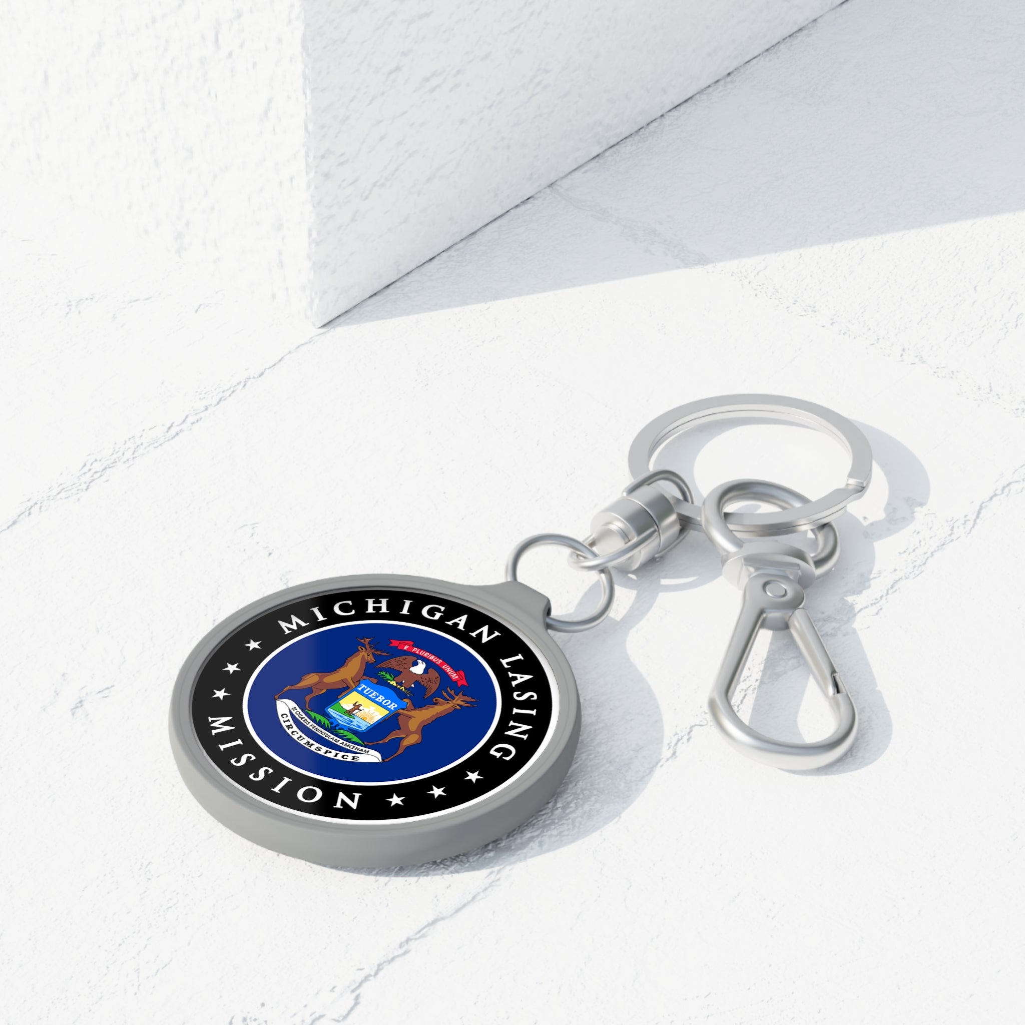 Michigan Lansing Mission State Flag Logo Key Tag - Latter-Day Saint LDS Missionary Gift - Book of Mormon