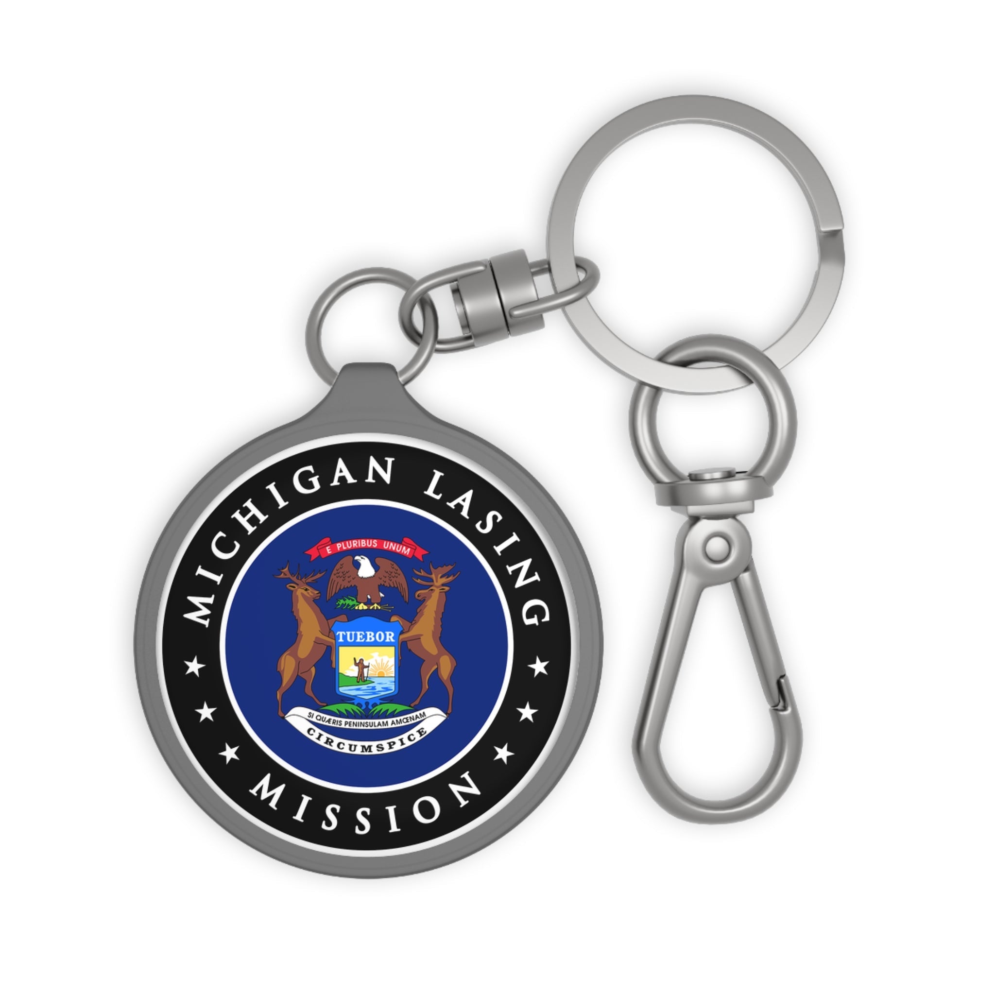 Michigan Lansing Mission State Flag Logo Key Tag - Latter-Day Saint LDS Missionary Gift - Book of Mormon