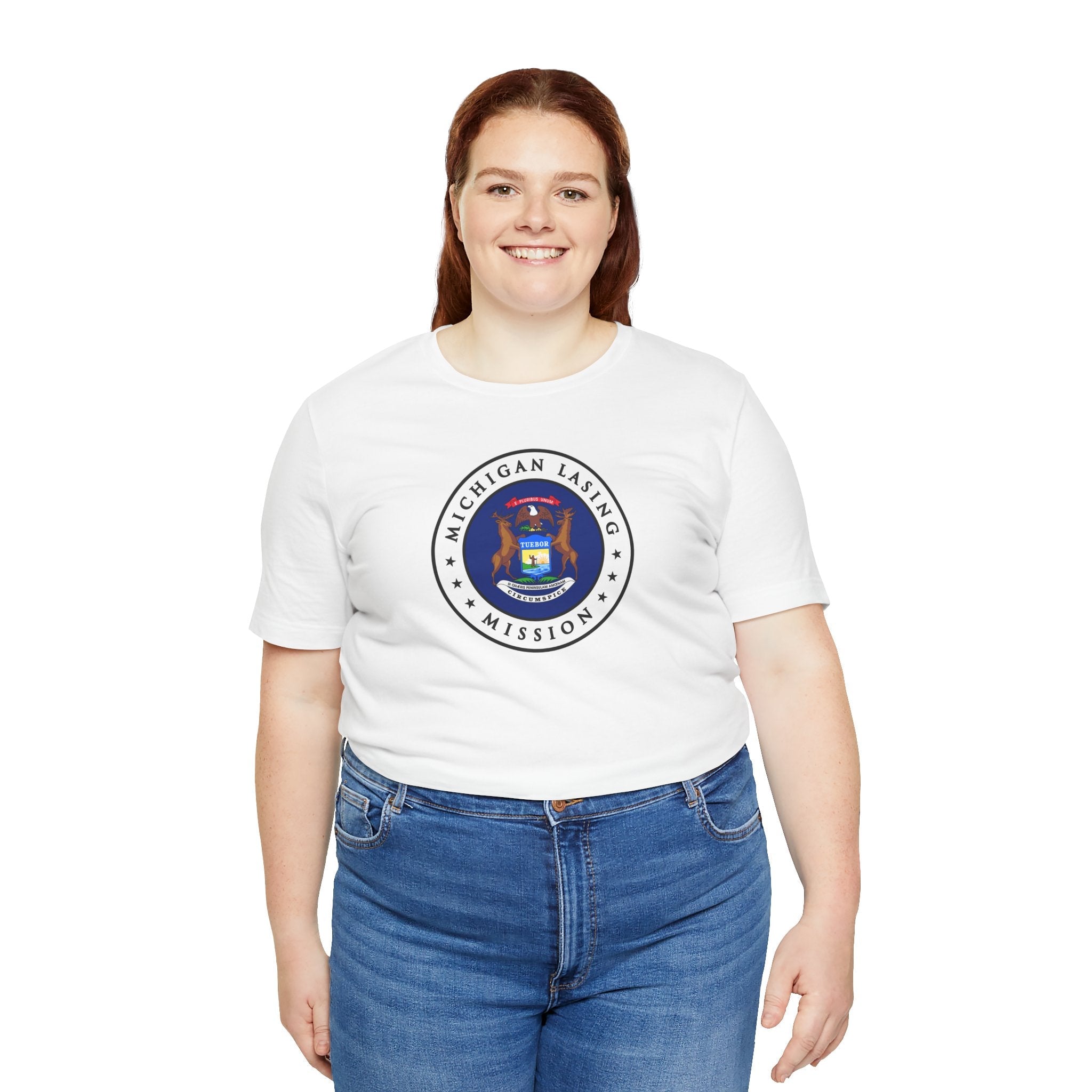 Michigan Lansing Mission State Flag Logo (White Border) T-shirt - Latter-Day Saint LDS Missionary Gift - Book of Mormon