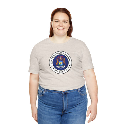 Michigan Lansing Mission State Flag Logo (White Border) T-shirt - Latter-Day Saint LDS Missionary Gift - Book of Mormon