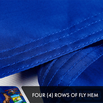 Michigan State Flag 210D Embroidered Polyester 3x5 Ft - Double Sided 2ply