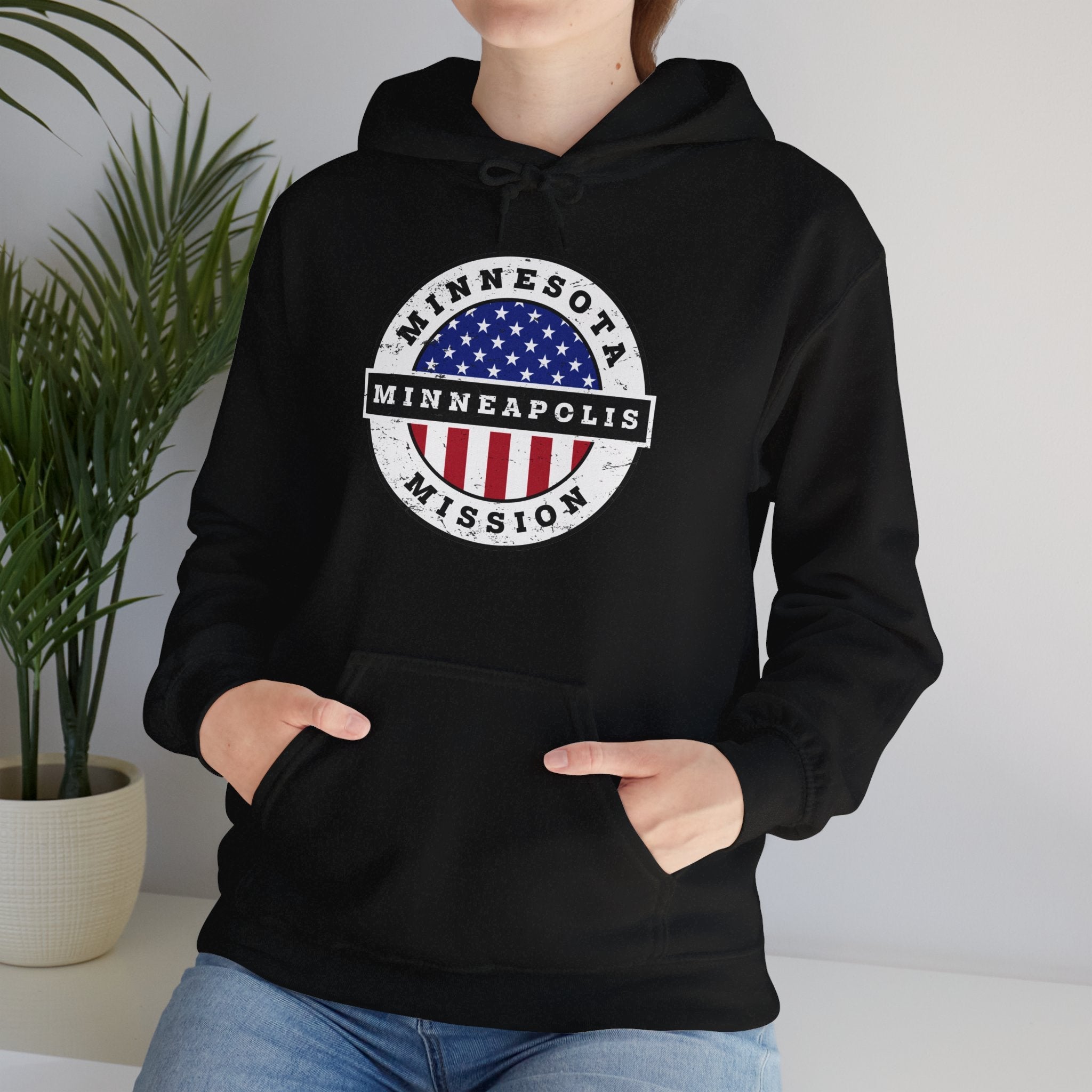 Minnesota Minneapolis Mission Circular USA Flag Hoodie - Latter-Day Saint LDS Missionary Gift - Book of Mormon