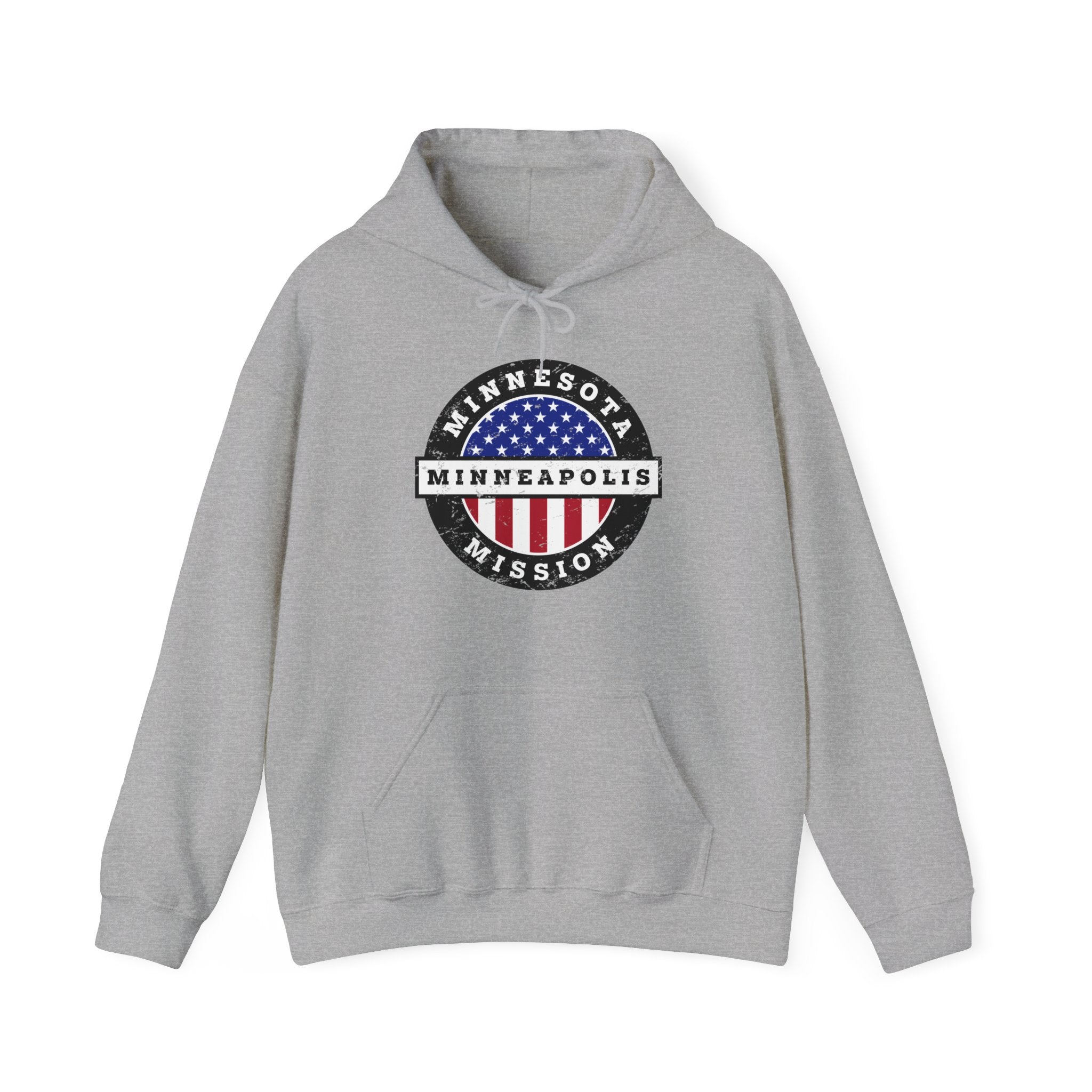 Minnesota Minneapolis Mission Circular USA Flag Hoodie - Latter-Day Saint LDS Missionary Gift - Book of Mormon