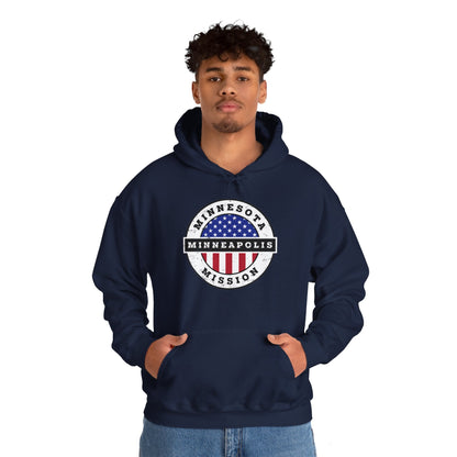 Minnesota Minneapolis Mission Circular USA Flag Hoodie - Latter-Day Saint LDS Missionary Gift - Book of Mormon