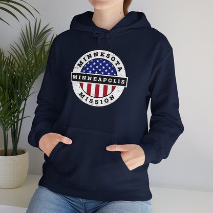 Minnesota Minneapolis Mission Circular USA Flag Hoodie - Latter-Day Saint LDS Missionary Gift - Book of Mormon