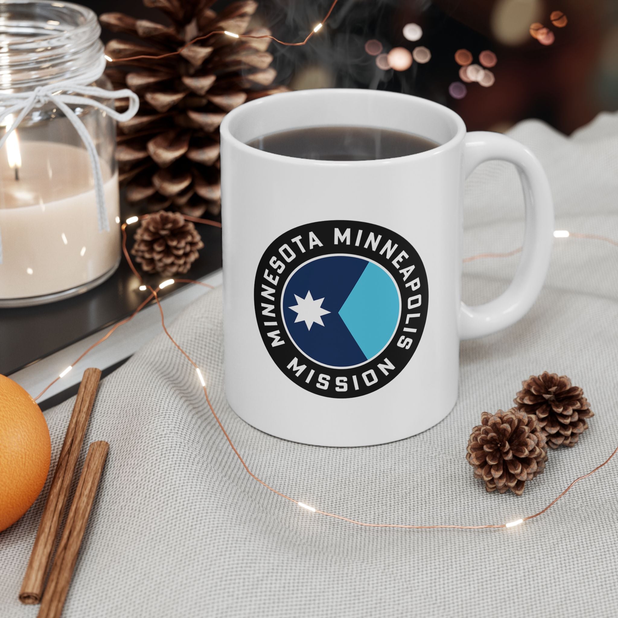 Minnesota Minneapolis Mission State Flag Logo Ceramic Mug White Name - Latter-Day Saint LDS Missionary Gift - Book of Mormon