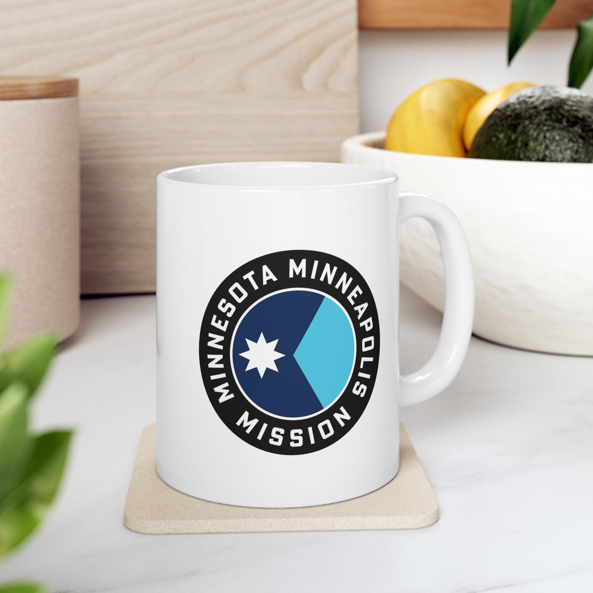 Minnesota Minneapolis Mission State Flag Logo Ceramic Mug White Name - Latter-Day Saint LDS Missionary Gift - Book of Mormon