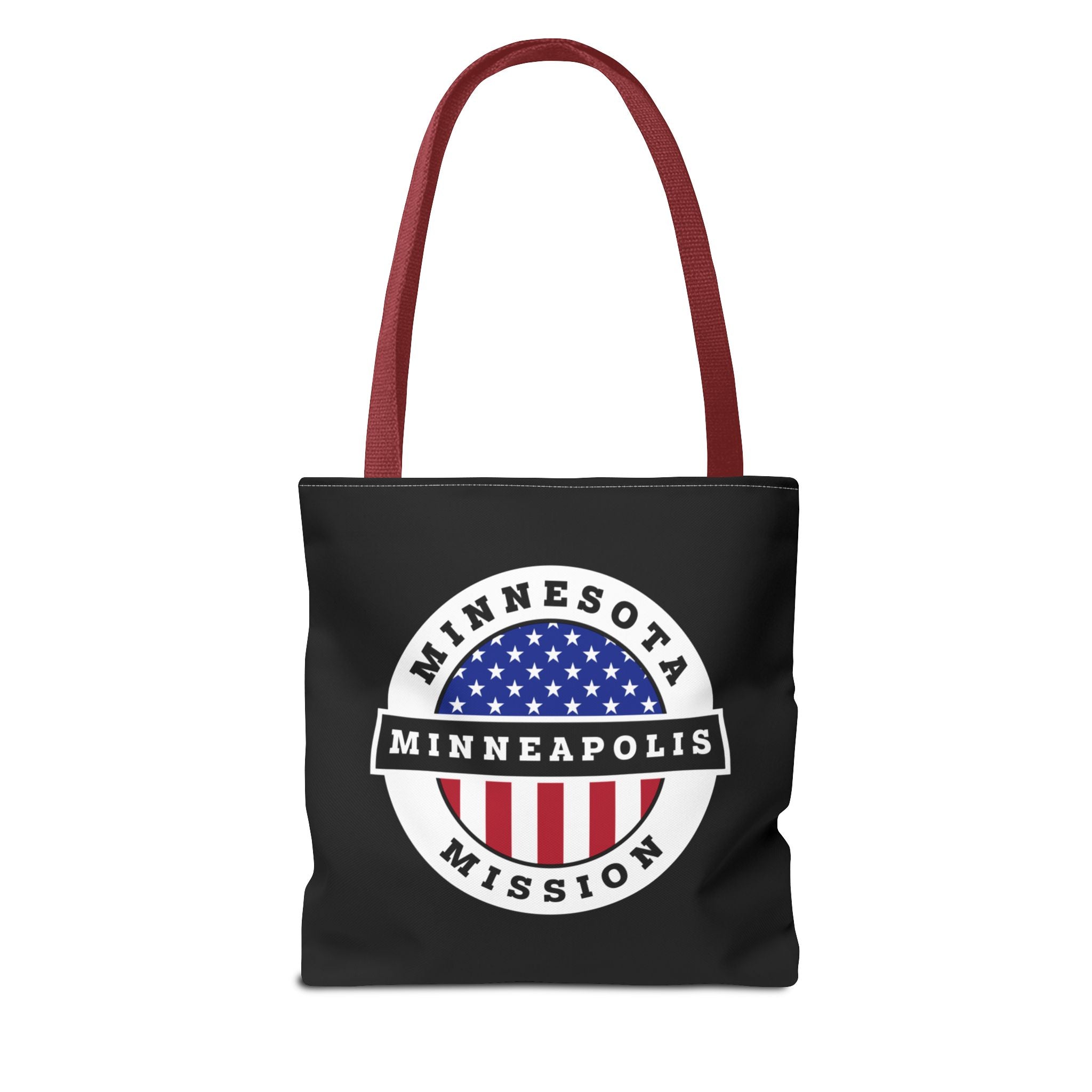 Minnesota Minneapolis Mission USA Flag Logo Tote Bag Black - Latter-Day Saint LDS Missionary Gift - Book of Mormon