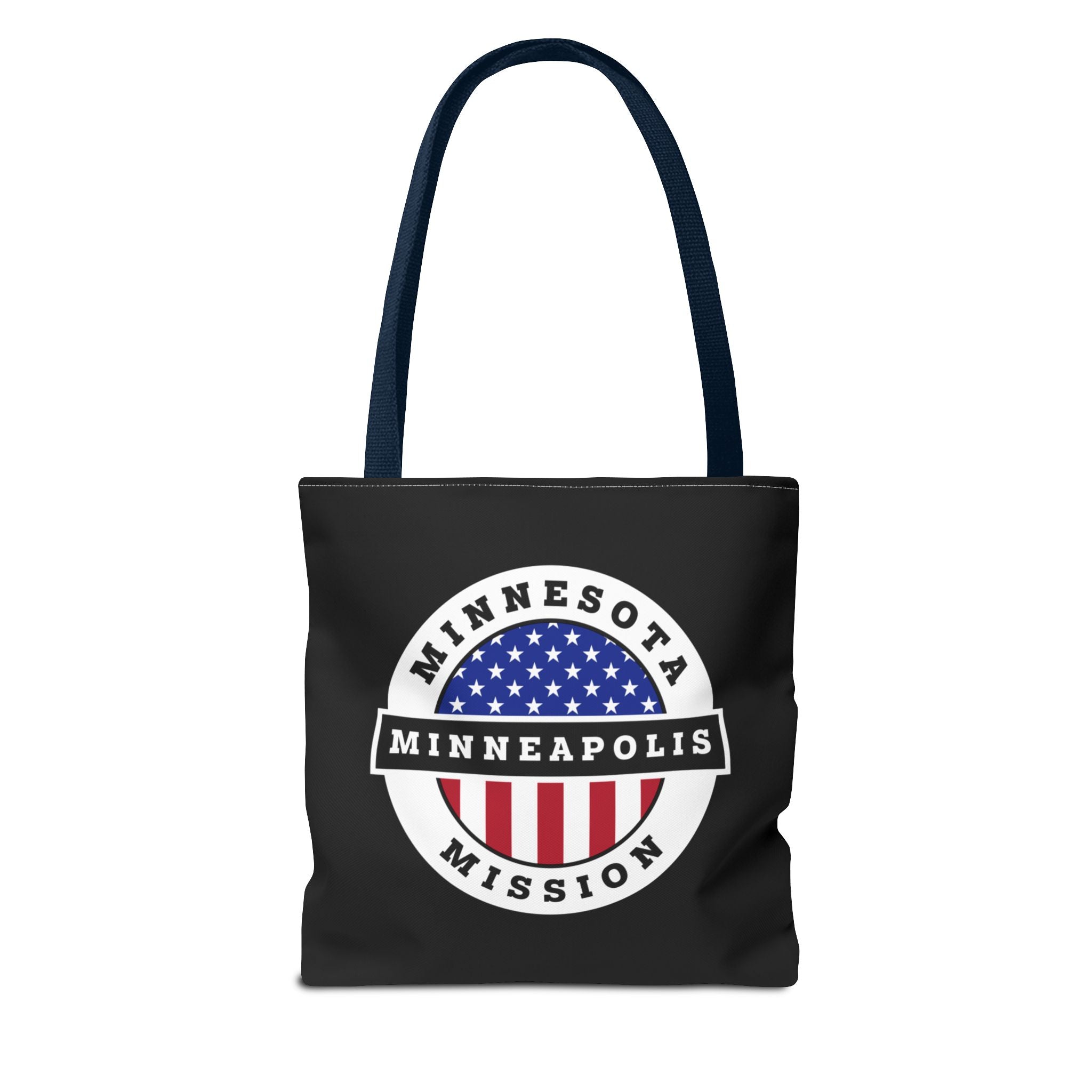 Minnesota Minneapolis Mission USA Flag Logo Tote Bag Black - Latter-Day Saint LDS Missionary Gift - Book of Mormon