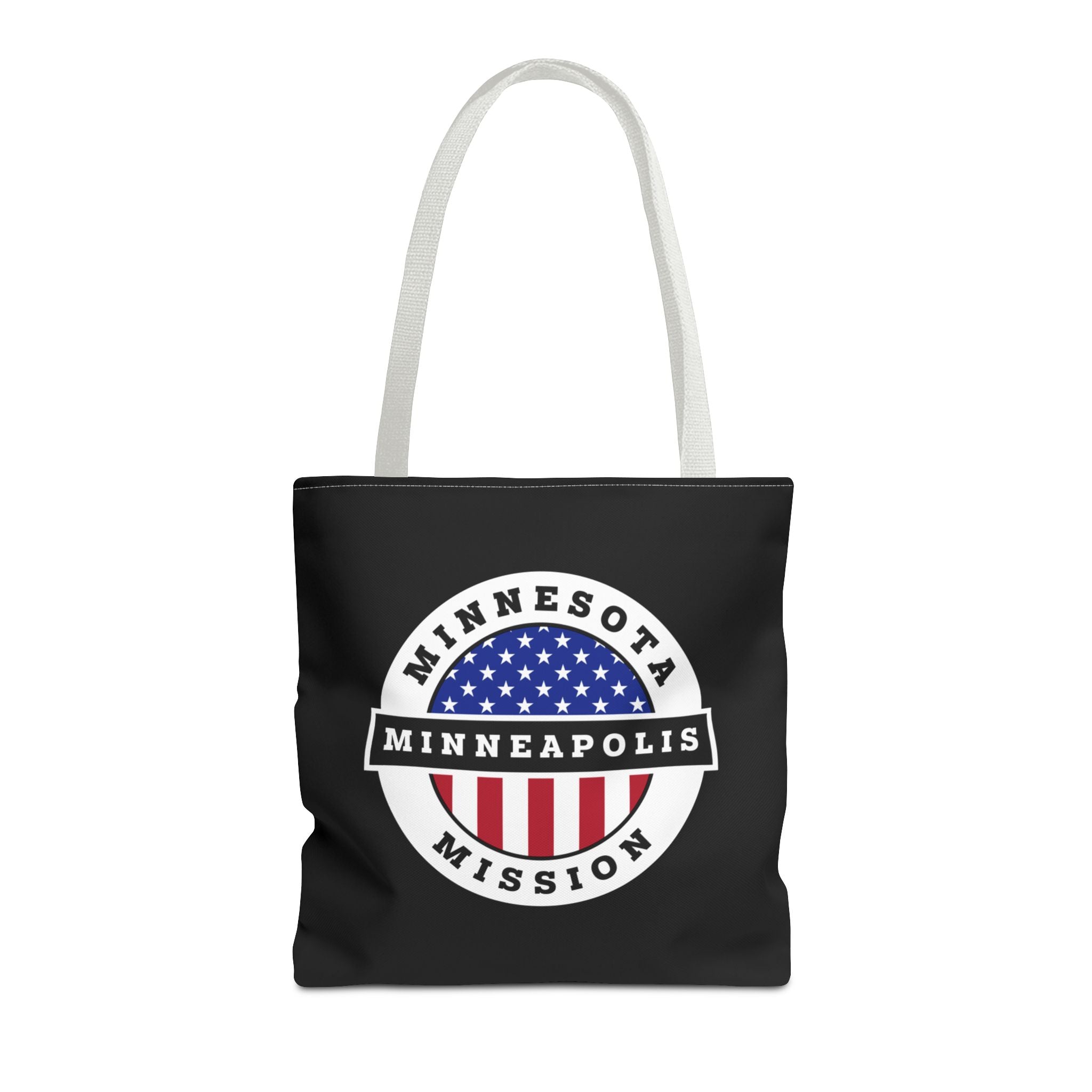 Minnesota Minneapolis Mission USA Flag Logo Tote Bag Black - Latter-Day Saint LDS Missionary Gift - Book of Mormon