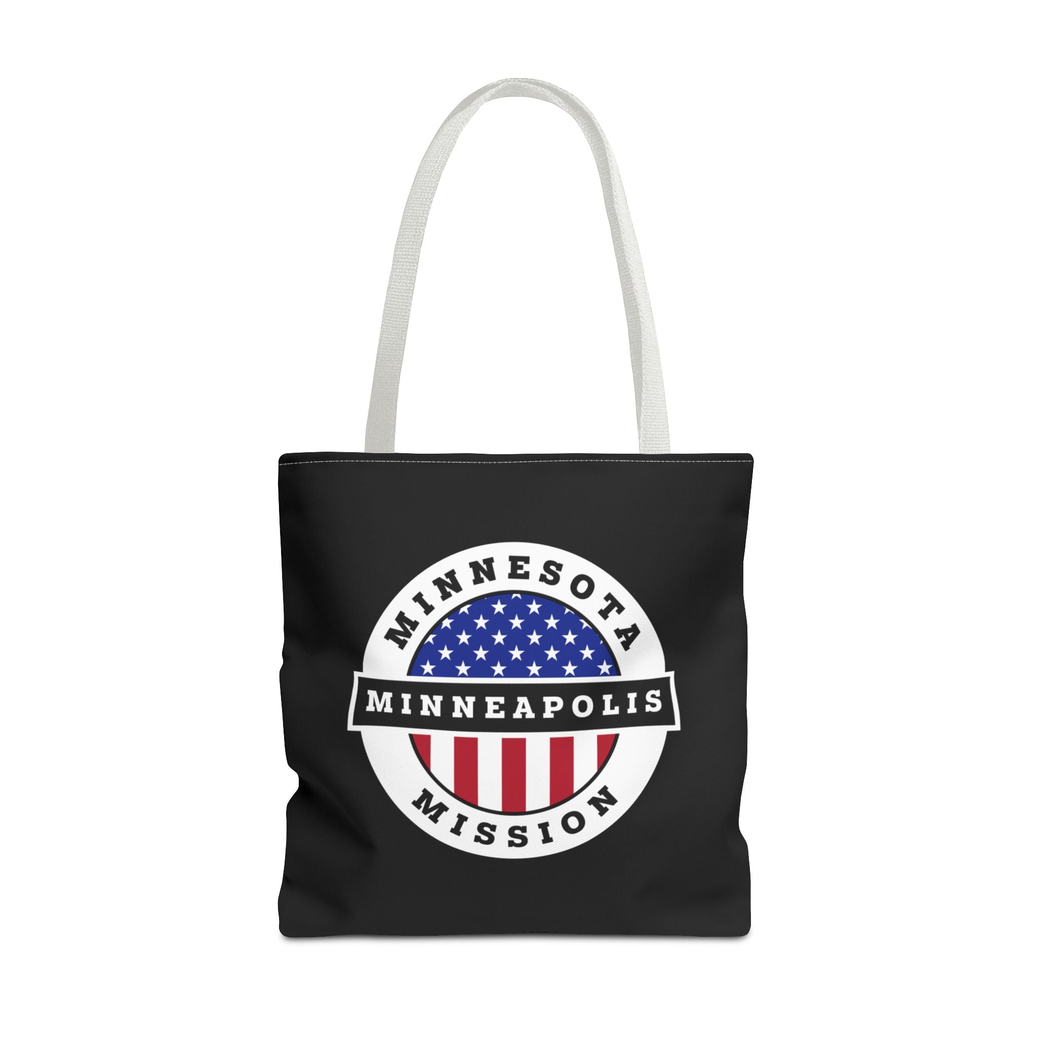 Minnesota Minneapolis Mission USA Flag Logo Tote Bag Black - Latter-Day Saint LDS Missionary Gift - Book of Mormon