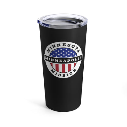 Minnesota Minneapolis Mission USA Flag Logo Tumbler 20oz Black - Latter-Day Saint LDS Missionary Gift - Book of Mormon