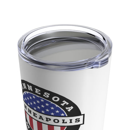 Minnesota Minneapolis Mission USA Flag Logo Tumbler 20oz White - Latter-Day Saint LDS Missionary Gift - Book of Mormon