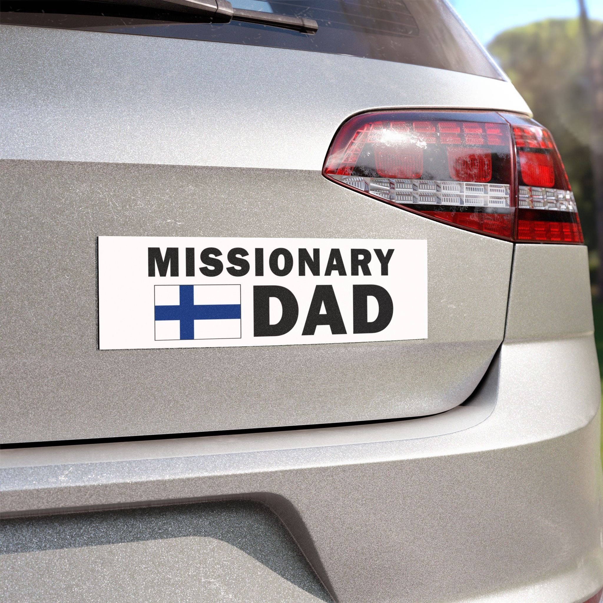 Missionary DAD Flag of Finland Magnetic Bumper Sticker - Latter-Day Saint LDS Missionary Gift - Book of Mormon