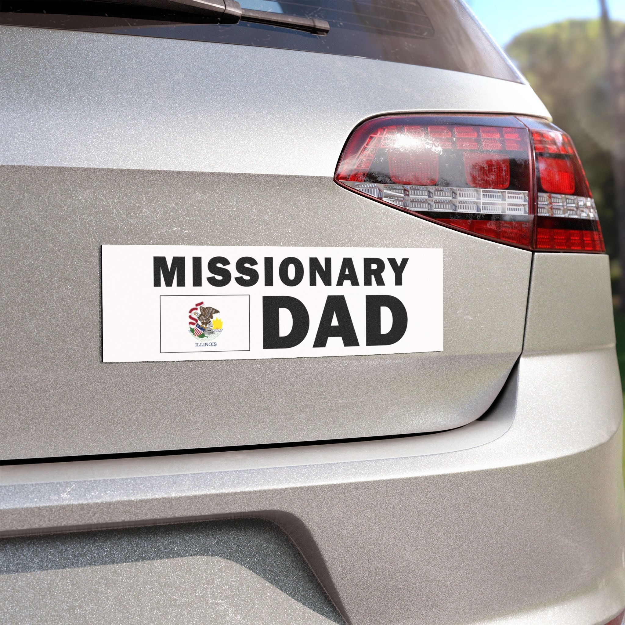 Missionary DAD Flag of Illinois Magnetic Bumper Sticker - Latter-Day Saint LDS Missionary Gift - Book of Mormon