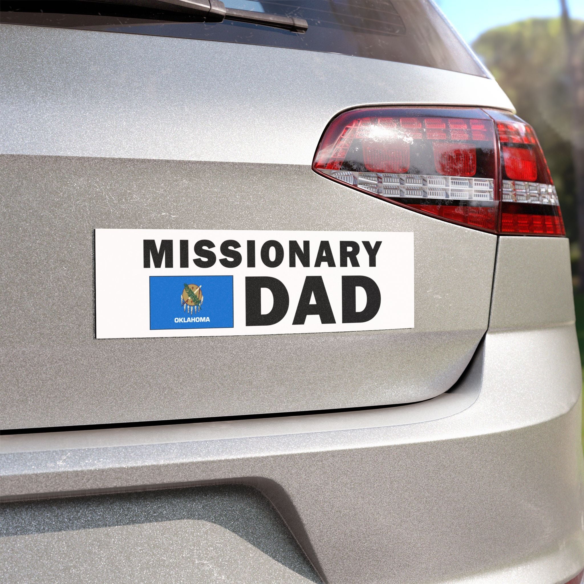 Missionary DAD Flag of Oklahoma Magnetic Bumper Sticker - Latter-Day Saint LDS Missionary Gift - Book of Mormon