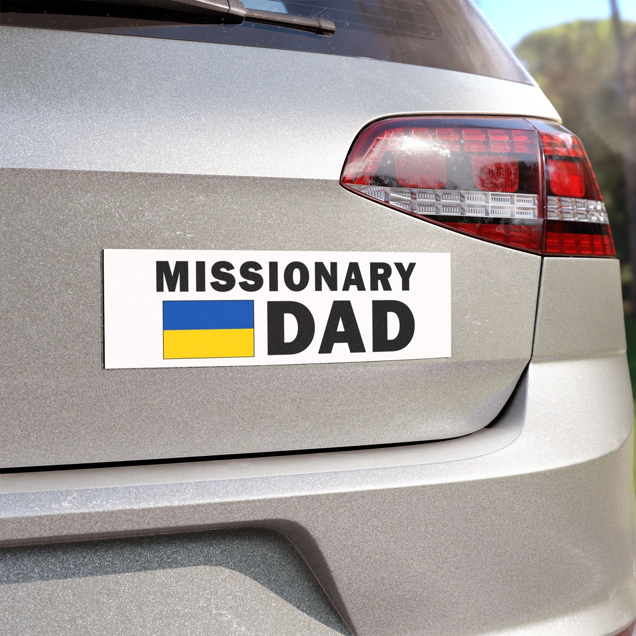 Missionary DAD Flag of Ukraine Magnetic Bumper Sticker - Latter-Day Saint LDS Missionary Gift - Book of Mormon