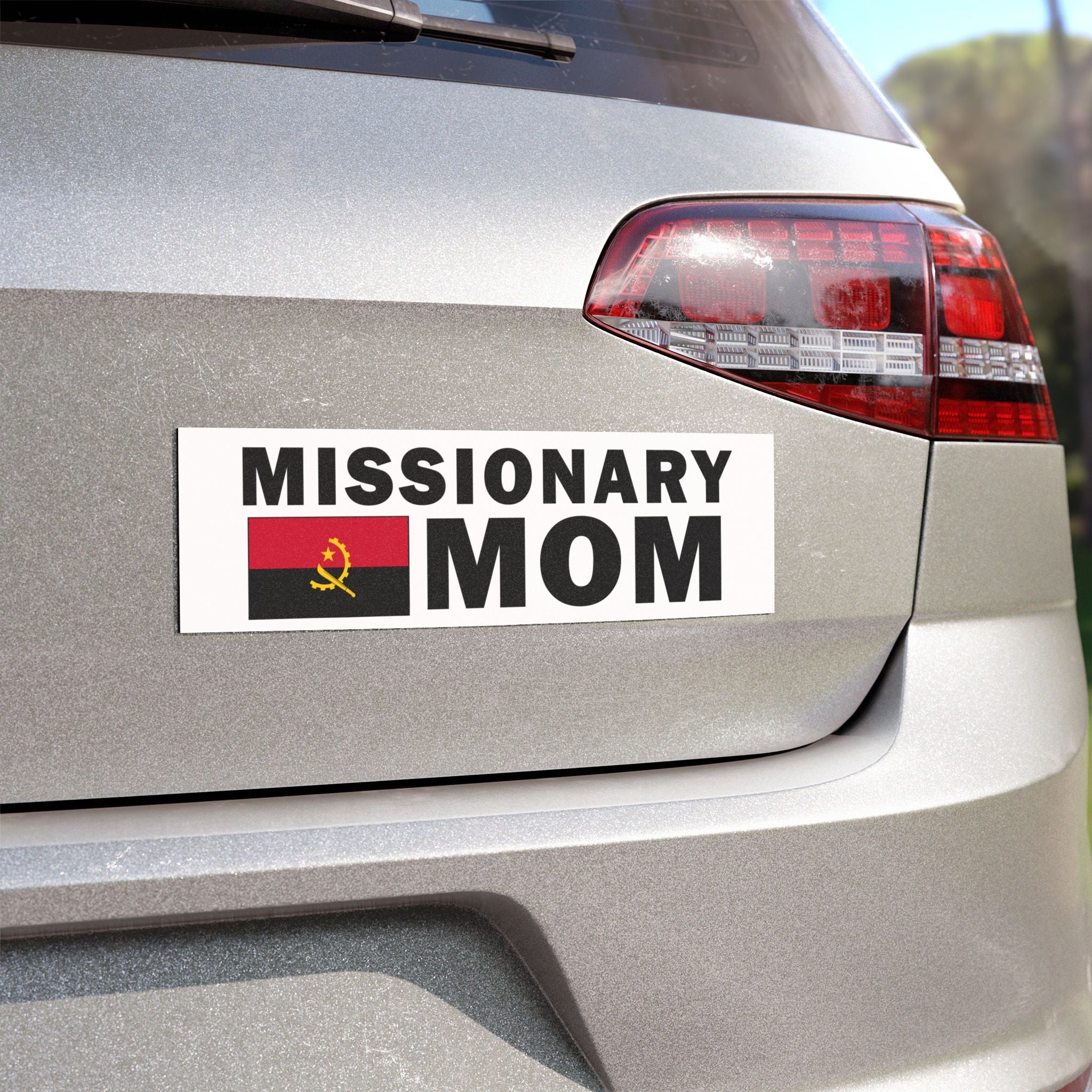 Missionary MOM Flag of Angola Magnetic Bumper Sticker - Latter-Day Saint LDS Missionary Gift - Book of Mormon