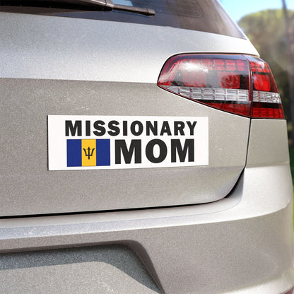 Missionary MOM Flag of Barbados Magnetic Bumper Sticker - Latter-Day Saint LDS Missionary Gift - Book of Mormon