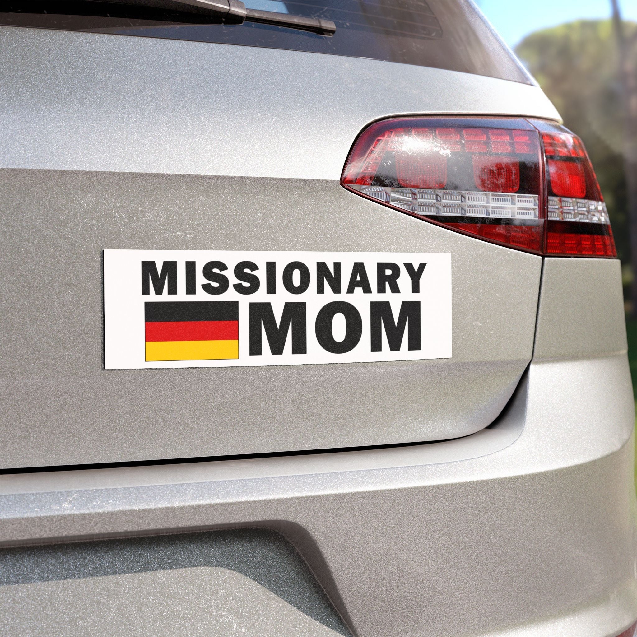 Missionary MOM Flag of Germany Magnetic Bumper Sticker - Latter-Day Saint LDS Missionary Gift - Book of Mormon